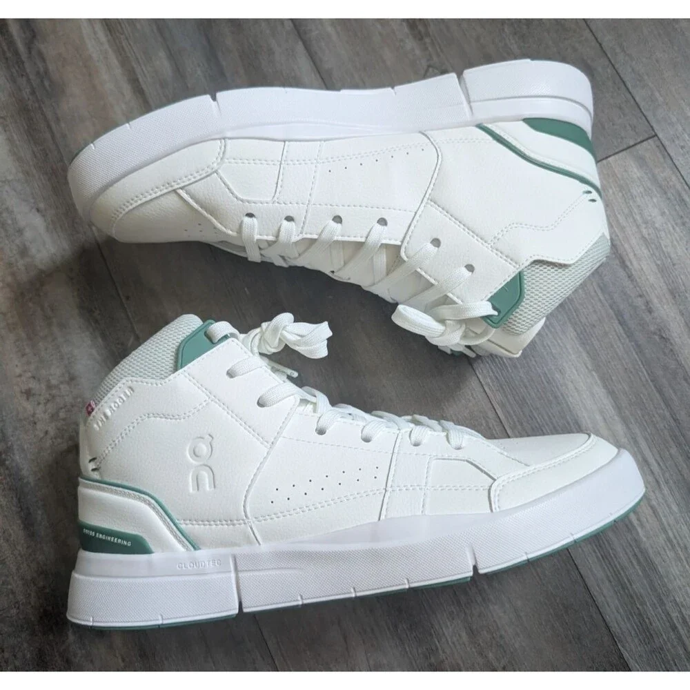 On THE ROGER Clubhouse Mid White Green Sneakers Mens Size 9.5M Women's 11 New - Picture 2 of 5